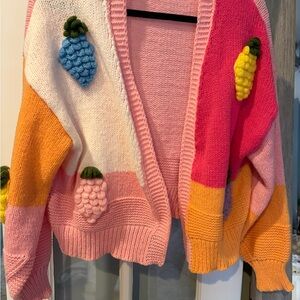 Vibrant Fruity Multicolor Knit Cardigan